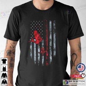 Fishing T-shirt with American Flag, Fly Fishing Shirt, Fishing Gear, Fishing Gifts Idea for American Fishers