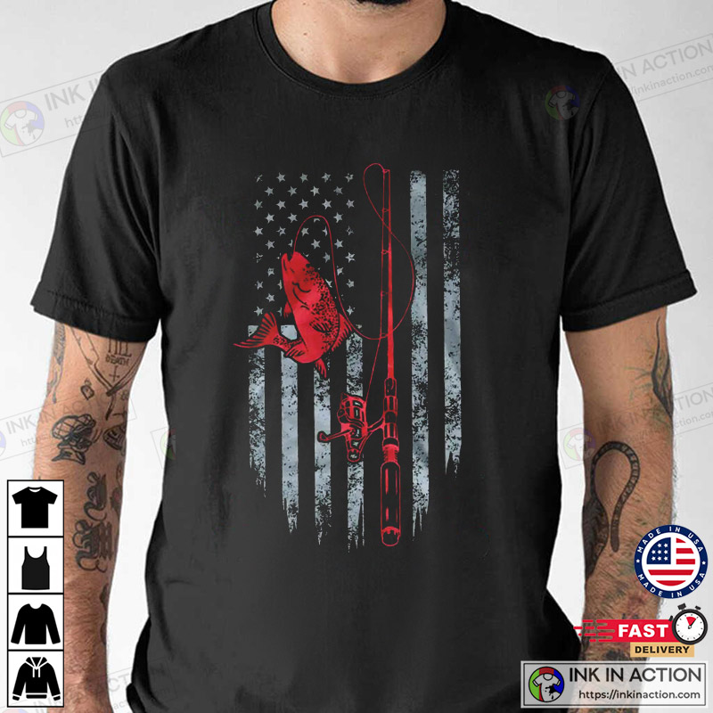 Fishing T-shirt with American Flag, Fly Fishing Shirt, Fishing Gear,  Fishing Gifts Idea for American Fishers - Print your thoughts. Tell your  stories.