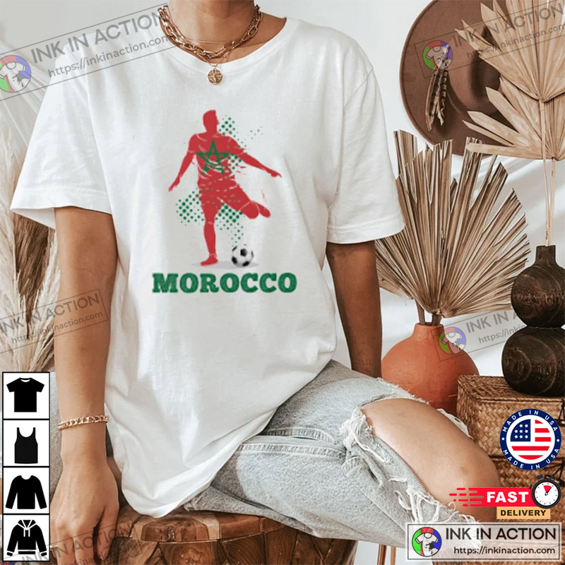 Morocco Football Jersey 2022 Flag Funny Soccer Lover Fans Long Sleeve Shirt