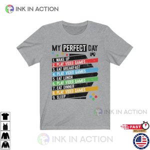 Funny Mens Video Game Perfect Day Gamer Tee Shirt