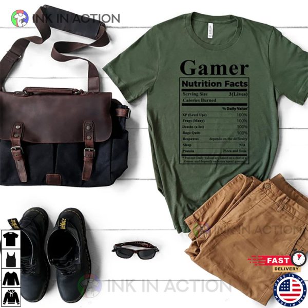 Gamer Nutrition Facts Shirt For Gamers