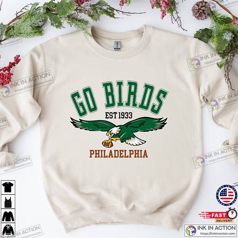 Philadelphia Eagles Throwback Hoodie Sweatshirt Birds Logo Football NFL New  Men