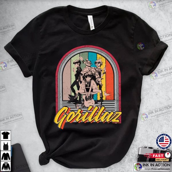 Gorillaz Rock Band Retro Unisex Music Fans Concert Shirt