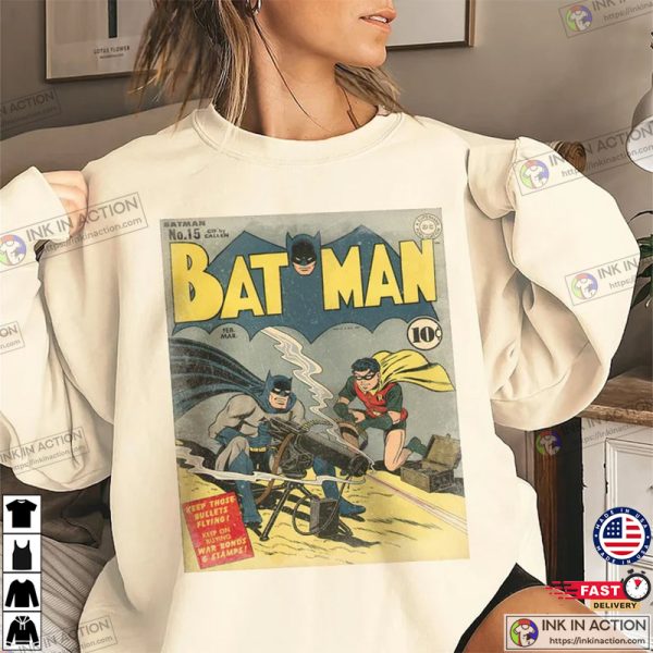 Gun Bat Super Comic Art Book Retro Vintage 90s T-Shirt, Batman Shirt