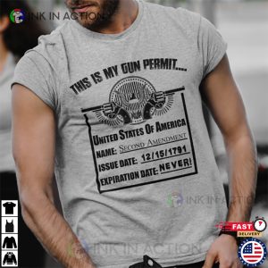 Gun Permit 2nd Amendment Pro Gun USA Flag Patriotic Men Shirts 0