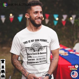 Gun Permit 2nd Amendment Pro Gun USA Flag Patriotic Men Shirts 3