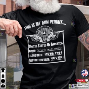 Gun Permit 2nd Amendment Pro Gun USA Flag Patriotic Men Shirts