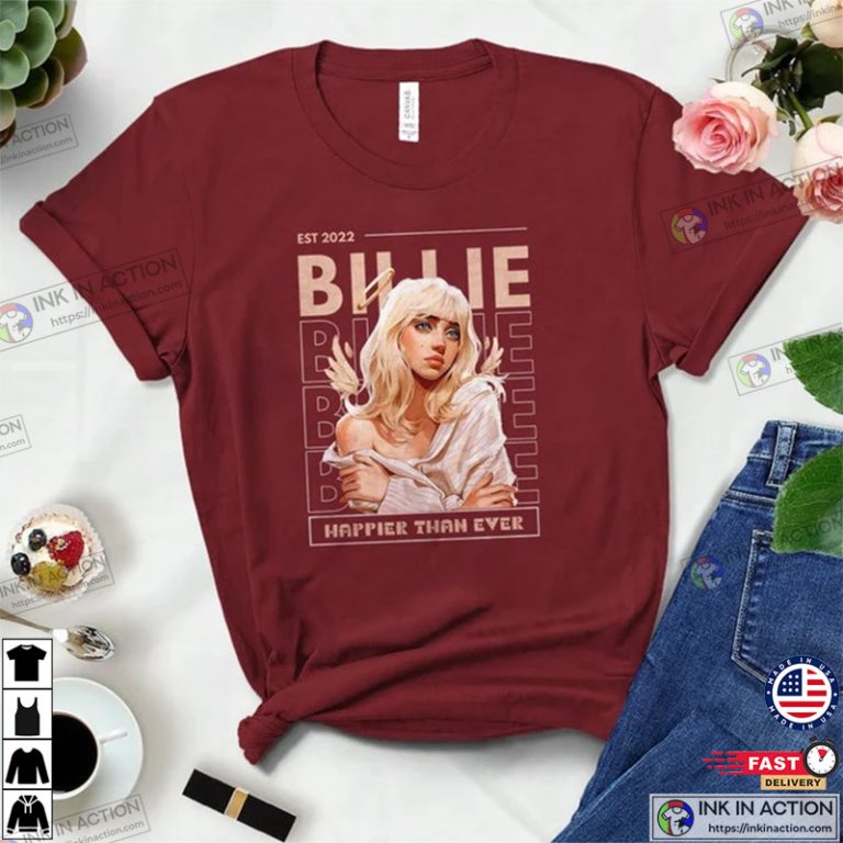 Happier Than Ever Billie Eilish Angel Tour 2022 Billie Fan Shirt - Ink ...