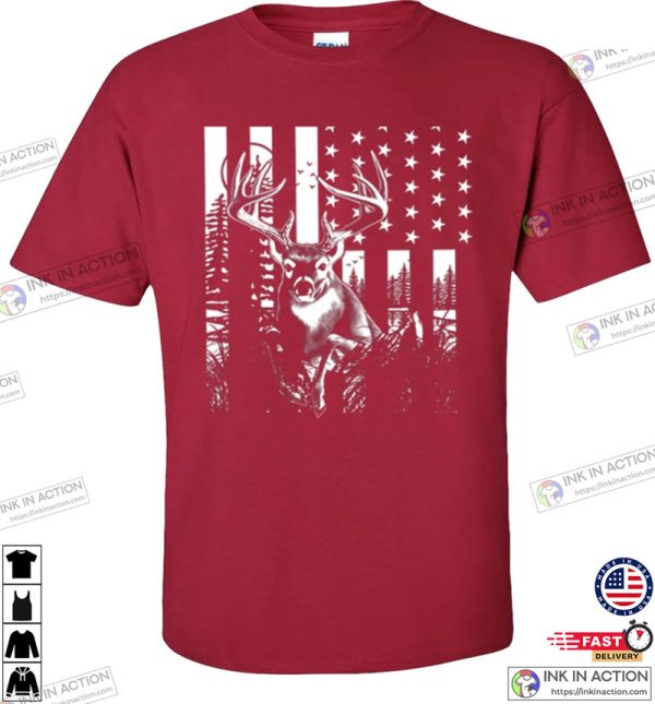 Hunting American Flag American Flag Deer Buck Shirt