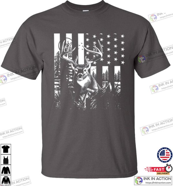 Hunting American Flag American Flag Deer Buck Shirt