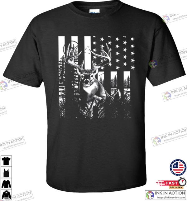 Hunting American Flag American Flag Deer Buck Shirt