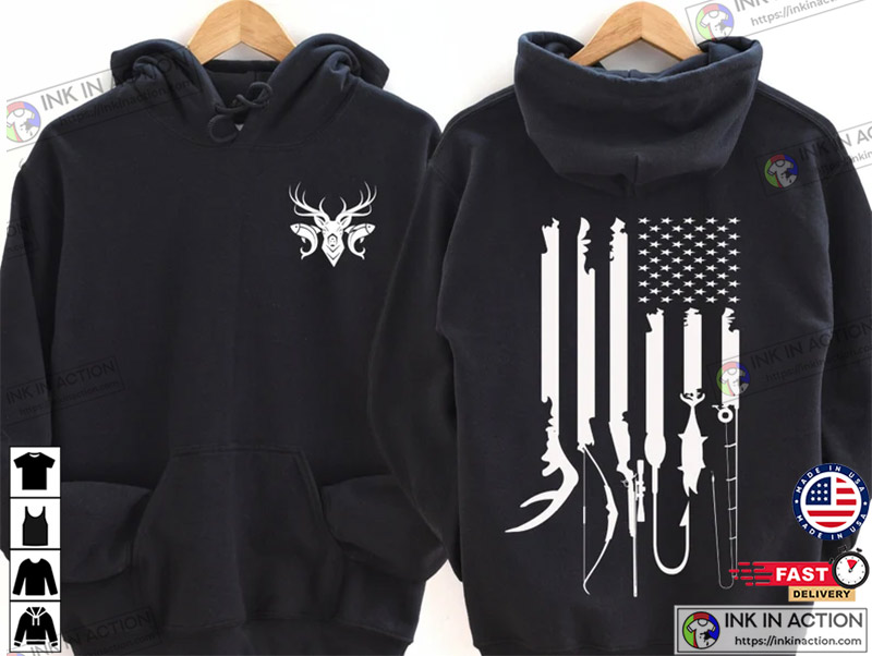 Hunting and Fishing Life Hoodie, American Flag, Hunting and Fishing Outdoor  Sports Hoodie - Print your thoughts. Tell your stories.
