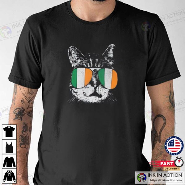 Irish Flag Cat St Patrick’s Day Catricks T-shirt