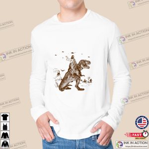 Jesus Riding Dinosaur UFO T shirt Funny Graphic Shirt 2