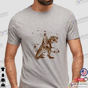 Jesus Riding Dinosaur UFO T shirt Funny Graphic Shirt