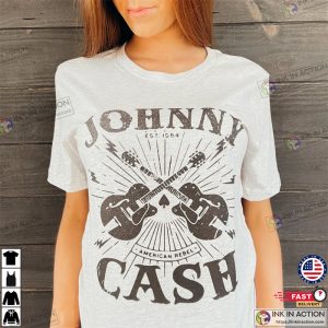 Johnny Cash American Rebel Tee Country Music Tee Vintage Retro Band Graphic Tee 1