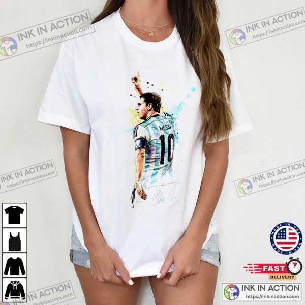 Lionel Messi Graphic T-Shirt M10 GOAT Argentina Jersey Shirt