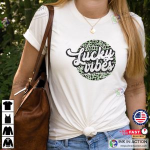 Lucky Vibes Green Leopard St Patricks Day T shirt 2