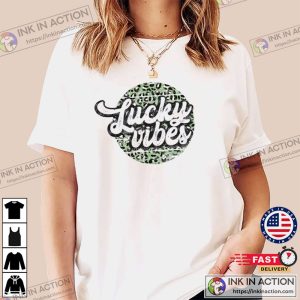 Lucky Vibes Green Leopard St Patricks Day T shirt 3