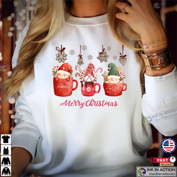 MERRY CHRISTMAS Gnomes Coffee Ho Ho Ho Sweatshirts, Funny Xmas Gift for Men Women Family Holiday
