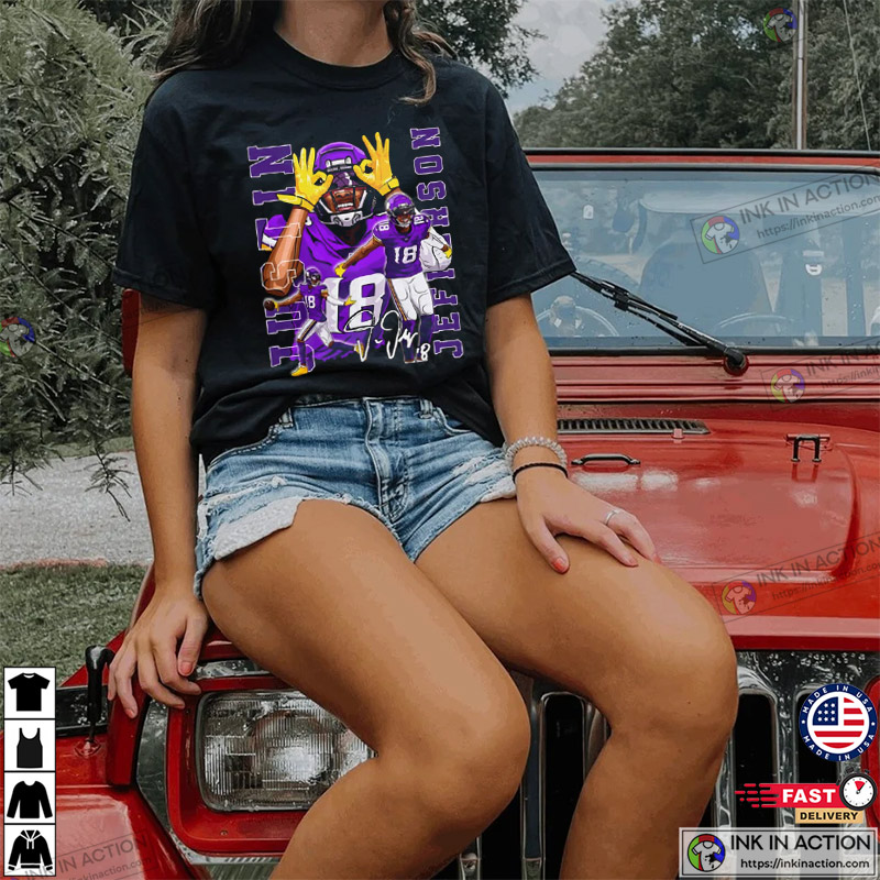 Justin Jefferson Shirt Minnesota Vikings T Shirt Gifts for Vikings Fans -  Happy Place for Music Lovers