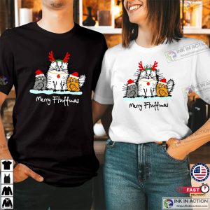 Merrfy Fluffmas Santa Hat Reindeer Christmas T Shirt Catmas Funny Xmas Gift Shirt 4