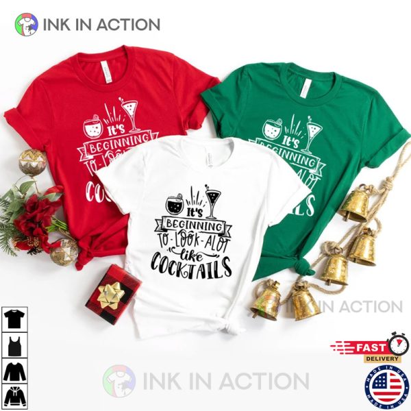 Merry Christmas Cocktail T-Shirt, Drinking Party Tee, Cocktail Shirt