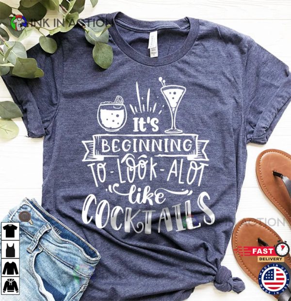 Merry Christmas Cocktail T-Shirt, Drinking Party Tee, Cocktail Shirt