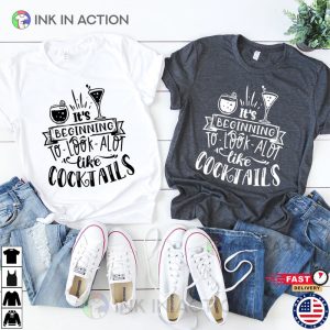 Merry Christmas Cocktail T-Shirt, Drinking Party Tee, Cocktail Shirt