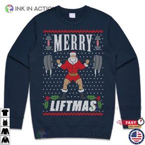 Merry Liftmas Christmas Jumper Sweater Sweatshirt, Funny Ugly Weightlifter Gym Fit