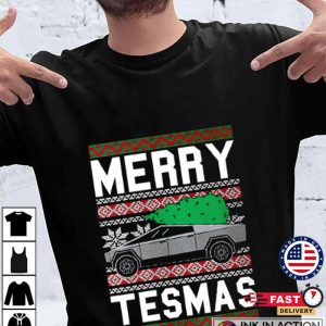 Merry Tesmas Unisex Sweater Tesla Cybertruck Electric Car Truck Elon Musk Shirt for Xmas Holiday Party 3