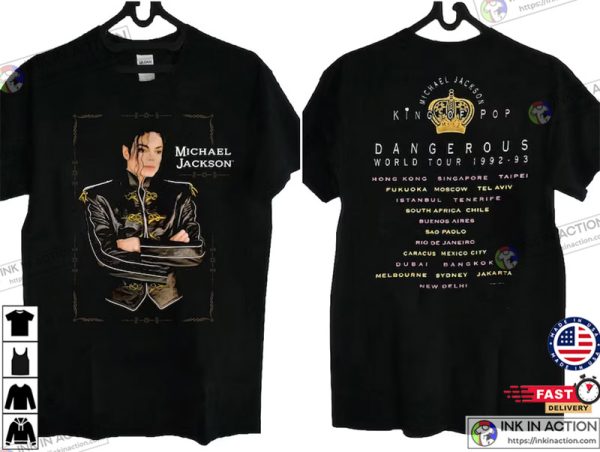 Michael Jackson Dangerous World Tour Michael Jackson King Of Pop Michael Jackson Shirt