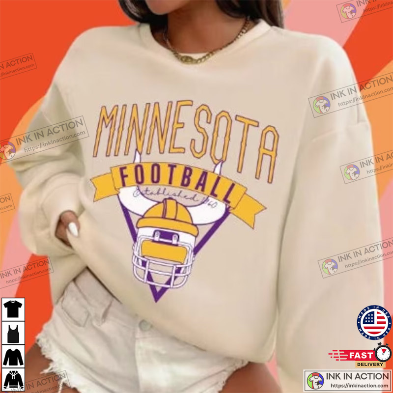 Minnesota Vikings Retro Football Sweatshirt - Ink In Action