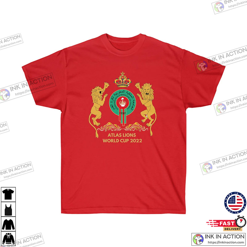 Morocco The Atlas Lions National Football Team Logo Shirt - Ink In Action