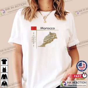 Morocco Map Flag Title T Shirt 1