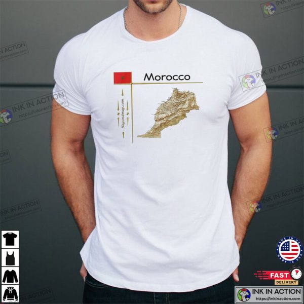 Morocco Flag And Map Title T-Shirt