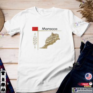 Morocco Map Flag Title T Shirt 3