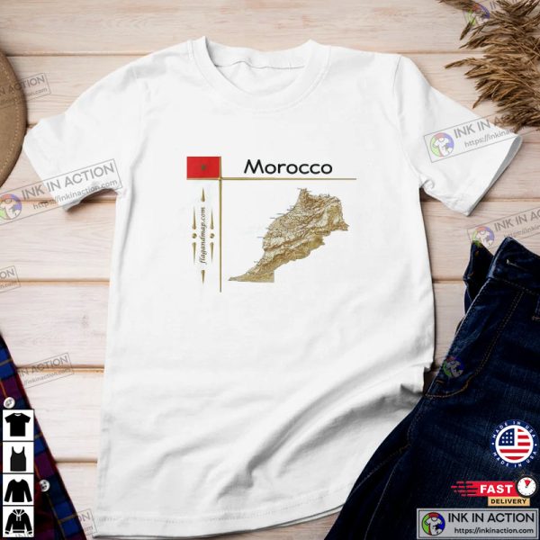 Morocco Flag And Map Title T-Shirt