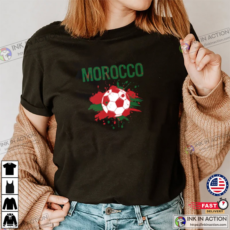 Morocco Football Jersey 2022 Flag Funny Soccer Lover Fans Kids T-Shirt