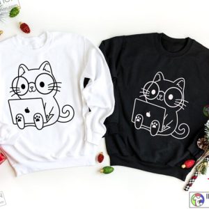 Nerd Cat Sweatshirt Funny Cat Sweatshirt Cat Lover Nerd Student Sweatshirt 3