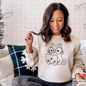 Nerd Cat Sweatshirt Funny Cat Sweatshirt Cat Lover Nerd Student Sweatshirt 4