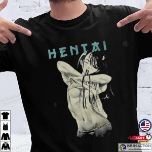 Nerd Gift for Men Manga Anime TShirt Black Hentai Tee Shirt Geek Clothing 1