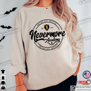 Nevermore Academy Sweatshirt Wednesday Addams Family Retro Movie Shirt 00