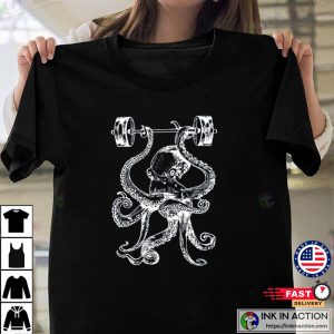 Octopus Weight Lifting Barbell Men T Shirt Boyfriend Gift Fitness Tee Gym Shirt Workout T Shirt 4