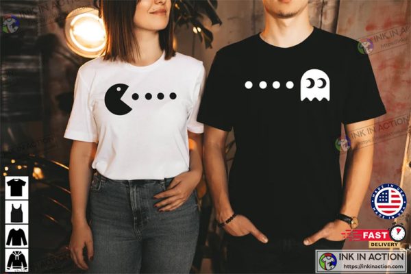Pacman Shirt, Couple Shirt, Funny Valentine’s Shirt, Matching Couple T-Shirt