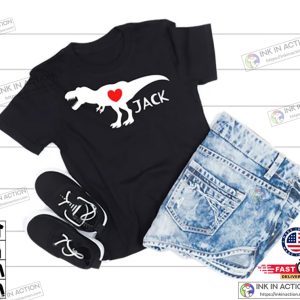 Personalized Boys Valentine’s Day Shirt, Kid’s Custom Valentine’s Shirt, Boys Dinosaur Shirt