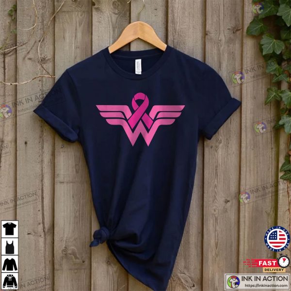 Pink Ribbon T-shirt, Wonder Woman T-Shirt, Cancer Warrior Shirt, Breast Cancer Tee, Cancer Fighter T-Shirt