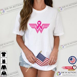 Pink Ribbon T shirt Wonder Woman T Shirt Cancer Warrior Shirt Breast Cancer Tee Cancer Fighter T Shirt 4