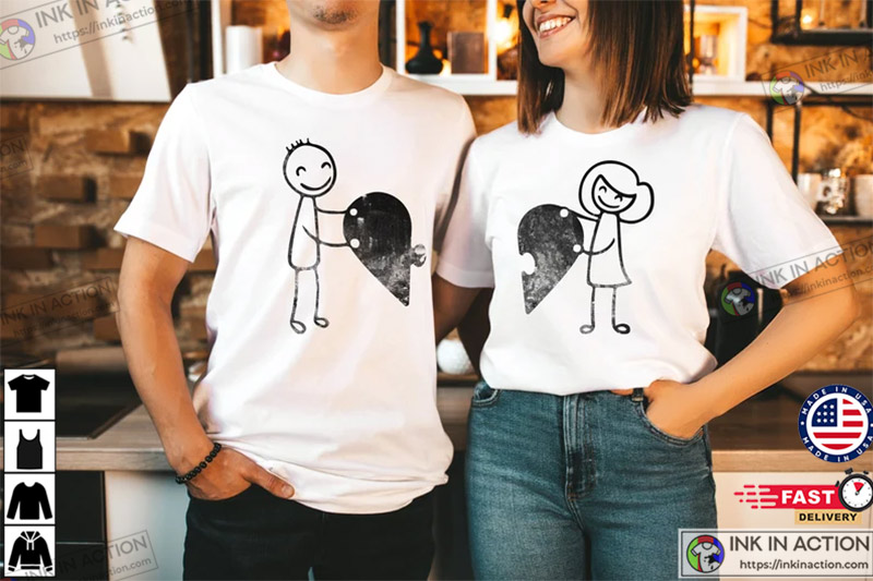 Puzzle Heart Shirt, Couple Love Shirt, Couple Shirt, Valentine's Day gift