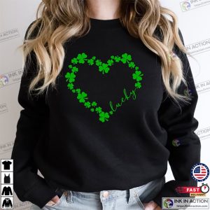 St Patricks Day Sweatshirt Heart Shamrock Sweatshirt Love Clover Hoodie 1